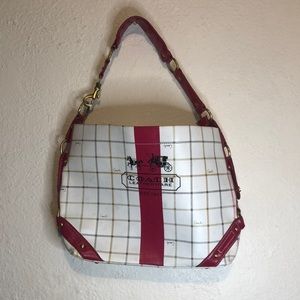 Big Red and White Coach shoulder purse